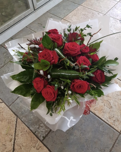 For My Sweetheart - 12 luxury red roses and fabulous foliage are all you need to make a grand romantic gesture to your sweetheart.