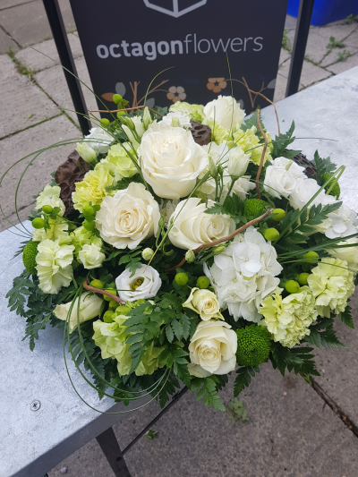 Posy SYM-346 - A lovely red and pink classic funeral posy handmade to order by our funeral tribute specialists and delivered by hand.