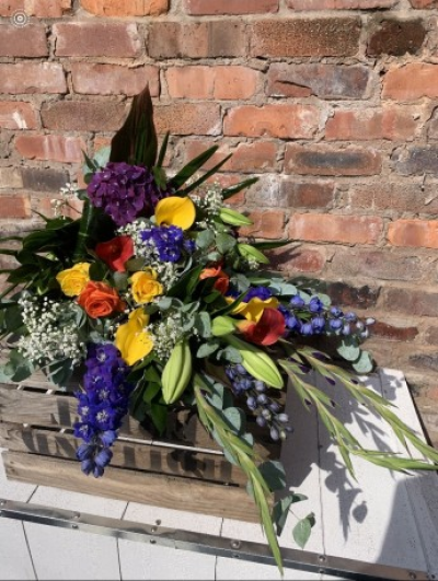 Eco Funeral Tribute - Handtied of seasonal summer flowers tied with raffia