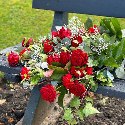 Red rose sheaf - Eco friendly tied sheaf of beautiful red roses and carnations with gyp and foliage