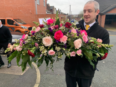 Coffin Spray - 4ft coffin sprays in Queens funeral colours