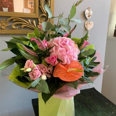 Lime Time - Hot Summer colours to brighten and bring some colour to a special occasion. Including some seasonal flowers which means depending on the time of year your delivered bouquet might include some different flowers from the photo. But the colour scheme the same.